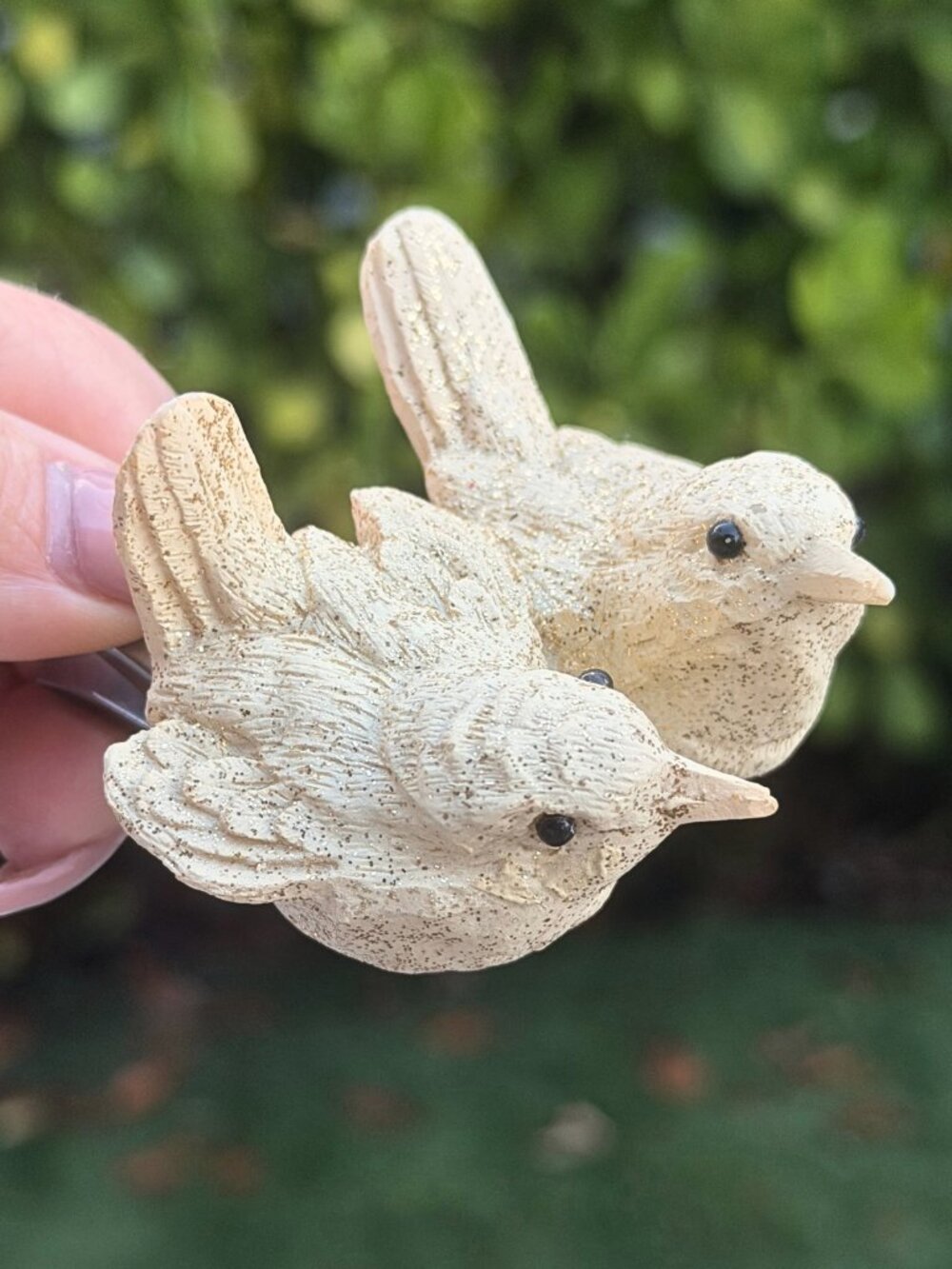 Vintage Clip On Glitter Snow Birds Christmas Ornament